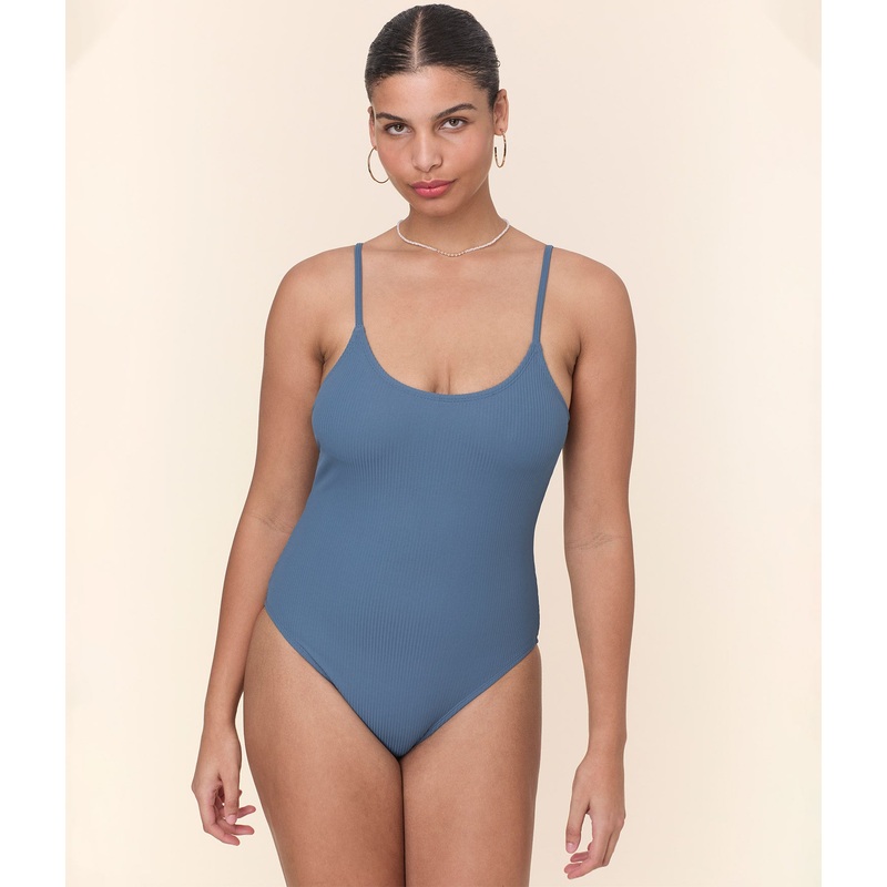 The Amalfi One Piece – Eco Ribbed – Slate – Long Torso