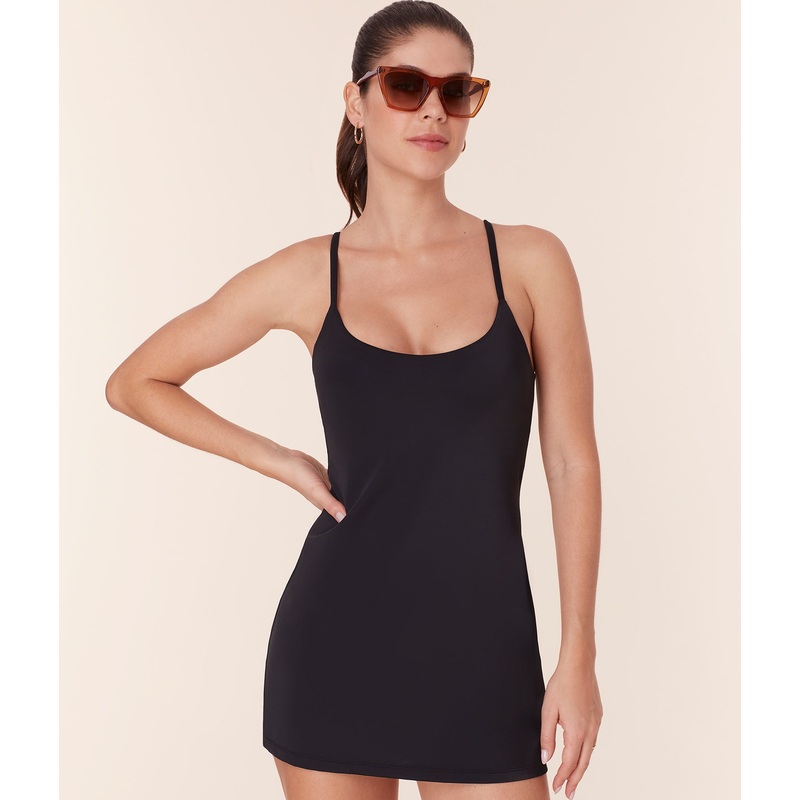 The Amalfi Swim Dress – Eco Nylon – Black