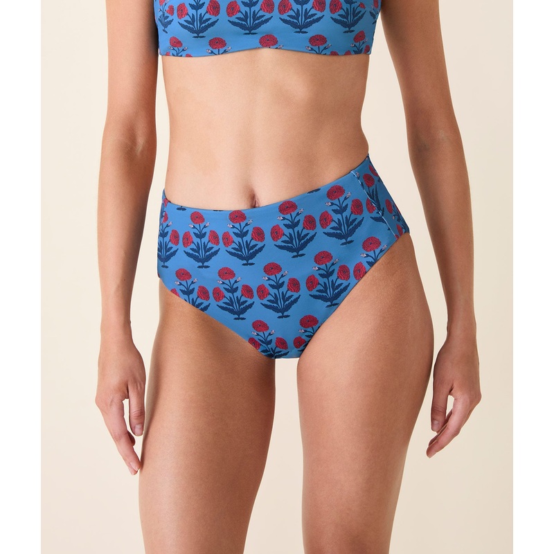 The High Rise Bikini Bottom – Eco Nylon – Blue Dandelion