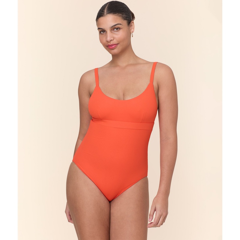 The Honolulu One Piece – Eco Ribbed – Vermillion – Long Torso