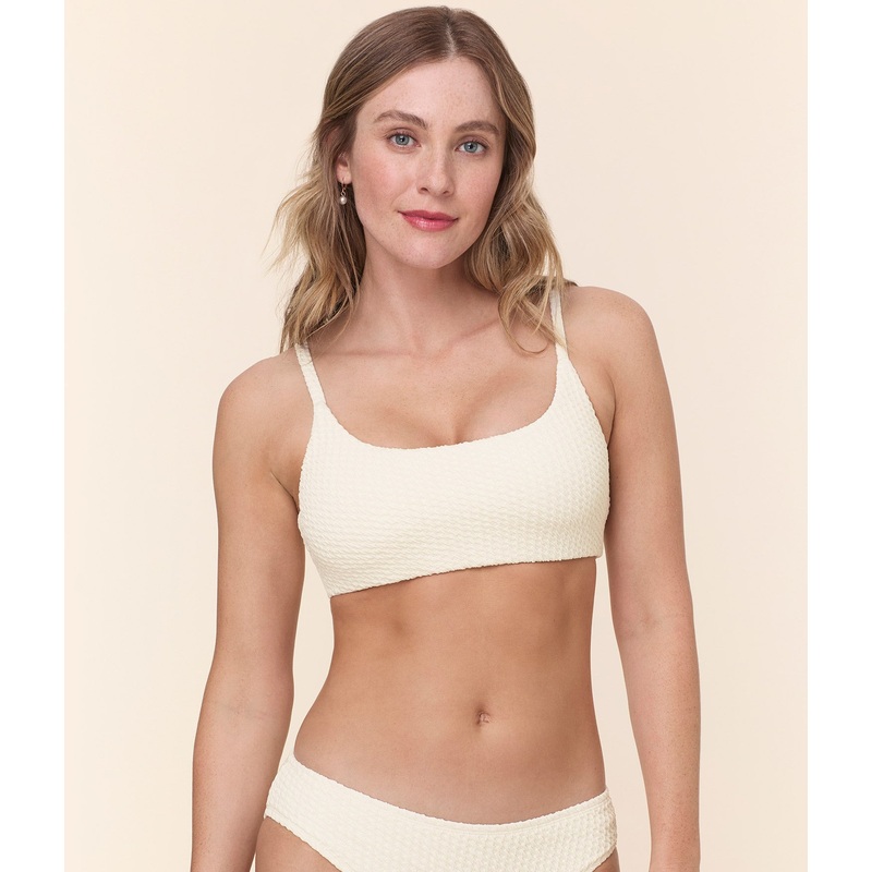The Maui Bikini Top – Textured Weave – Gardenia
