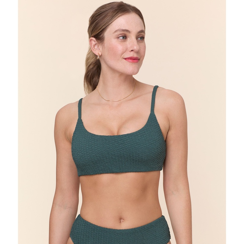 The Maui Bikini Top – Textured Weave – Seaweed