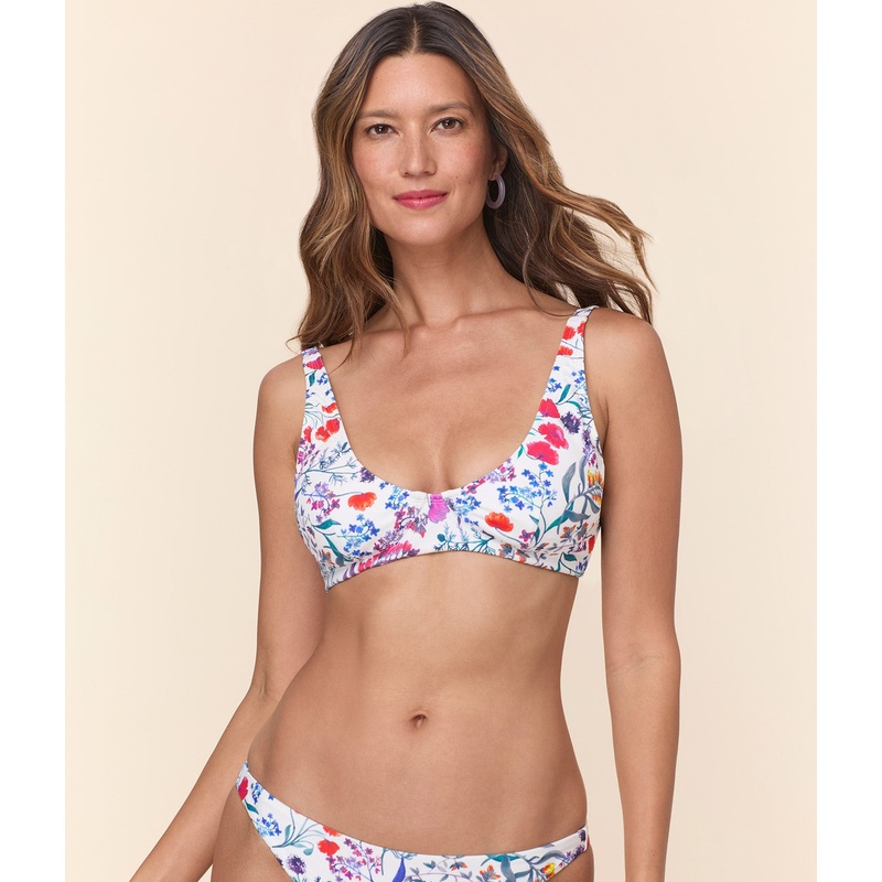 The Mila Bikini Top – Eco Nylon – Botanical Floral