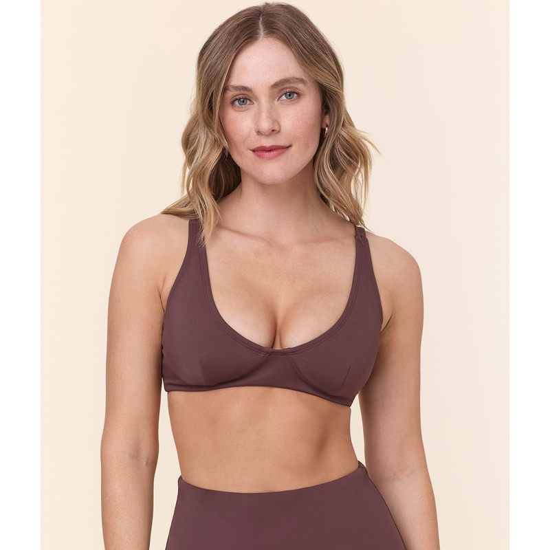 The Mila Bikini Top – Eco Nylon – Mink