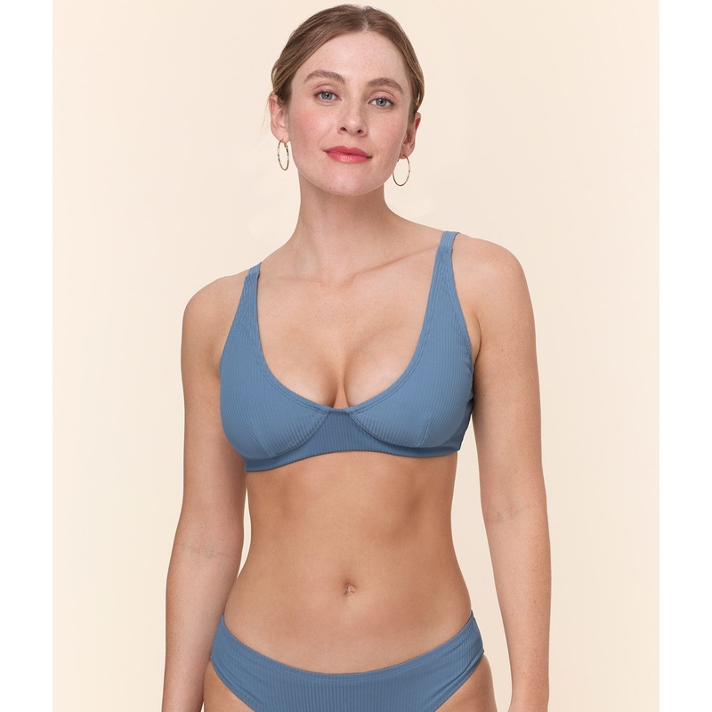 The Mila Bikini Top – Eco Ribbed – Slate