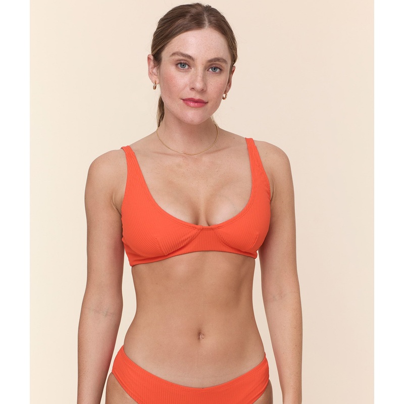 The Mila Bikini Top – Eco Ribbed – Vermillion