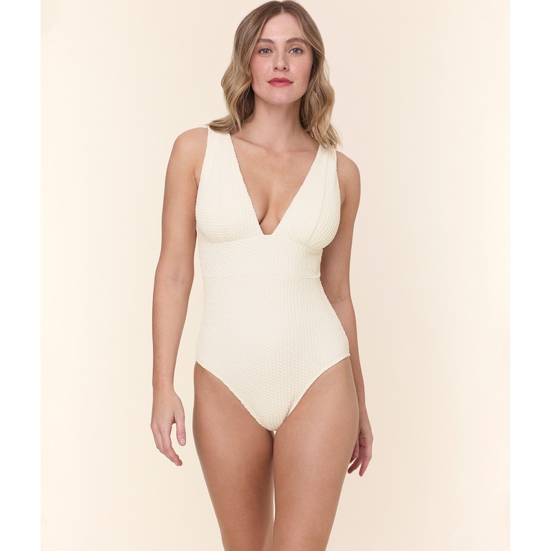 The Mykonos One Piece – Textured Weave – Gardenia – Classic