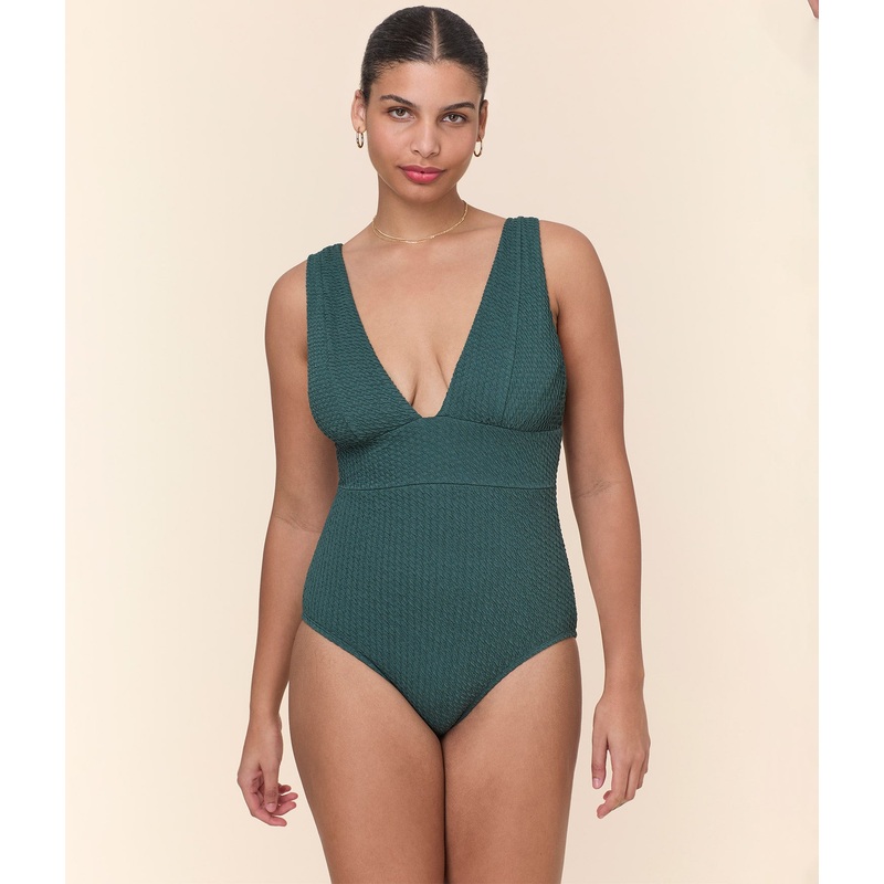 The Mykonos One Piece – Textured Weave – Seaweed – Long Torso