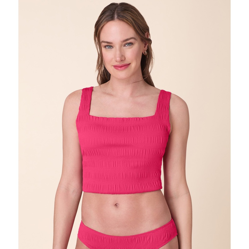 The Siren Swim Tank – Smocked – Bright Begonia